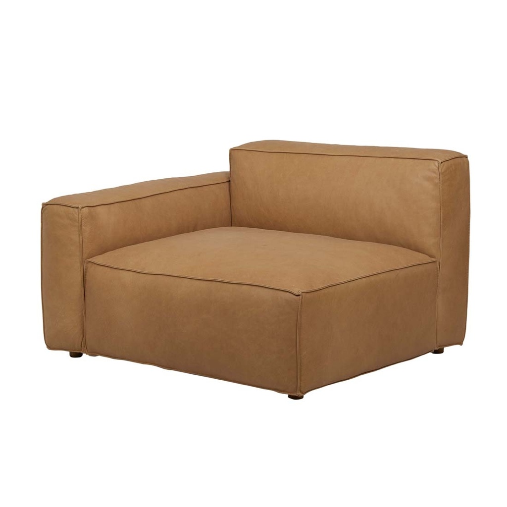 [TOLV-BAKER-1-SEATER-LEFT-ARM-SOFA-CAMEL-LEATHER-SOF-SKE-BAK1S-LFT-CAM] Tolv Baker 1 Seater Left Arm Sofa - Camel Leather