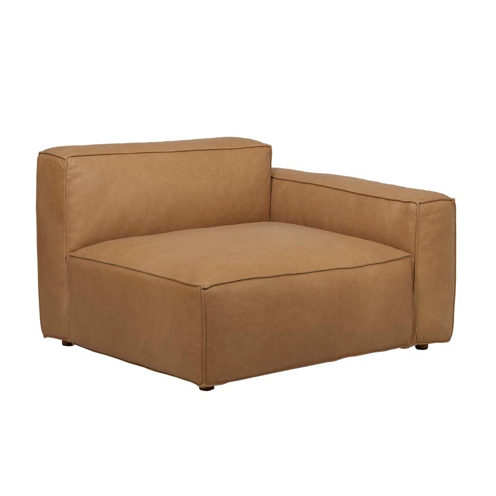 [TOLV-BAKER-1-SEATER-RIGHT-ARM-SOFA-CAMEL-LEATHER-SOF-SKE-BAK1S-RIT-CAM] Tolv Baker 1 Seater Right Arm Sofa - Camel Leather