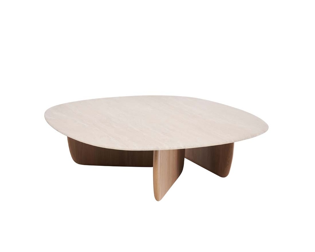 [TOLV-EDEN-COFFEE-TABLE-NATURAL-TRAVERTINE-LIGHT-OAK-CTO-SKE-EDEN-LIGHT-OAK] Tolv Eden Coffee Table - Natural Travertine - Light Oak