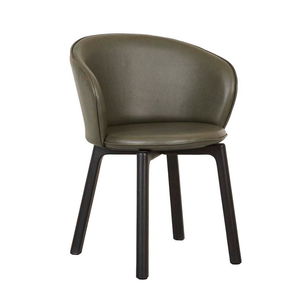 [TOLV-GLIDE-DINING-ARMCHAIR-KALE-LEATHER-BLACK-ONYX-CH-SKE-GLI-ARM-BLACK-ONYX] Tolv Glide Dining Armchair - Kale Leather - Black Onyx