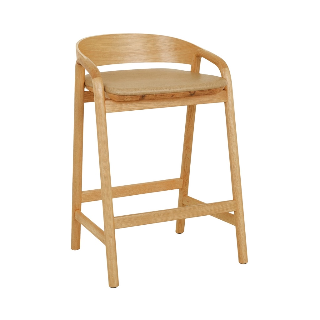 [TOLV-INLAY-UPHOLSTERED-BARSTOOL-ARENA-LEATHER-LIGHT-OAK-BS-TOLV-INLAY-UPH-X-LIGHT-OAK] Tolv Inlay Upholstered Barstool - Arena Leather - Light Oak