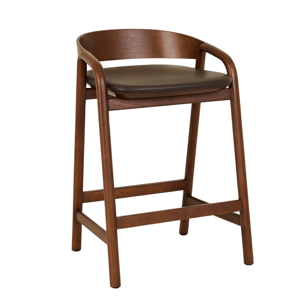 [TOLV-INLAY-UPHOLSTERED-BARSTOOL-CIGAR-LEATHER-SMOKED-OAK-BS-TOLV-INLAY-UPH-X-SMOKED-OAK] Tolv Inlay Upholstered Barstool - Cigar Leather - Smoked Oak