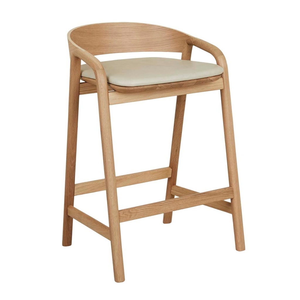 [TOLV-INLAY-UPHOLSTERED-BARSTOOL-LIMESTONE-LEATHER-LIGHT-OAK-BS-TOLV-INLAY-UPH-X-LIGHT-OAK] Tolv Inlay Upholstered Barstool - Limestone Leather - Light Oak