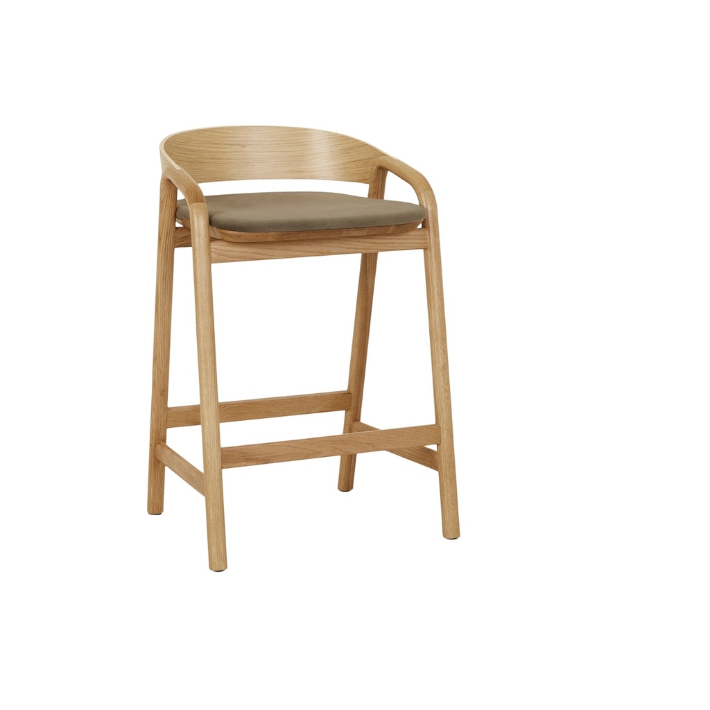 [TOLV-INLAY-UPHOLSTERED-BARSTOOL-OLIVE-NANO-SUEDE-LIGHT-OAK-BS-TOLV-INLAY-UPH-X-LIGHT-OAK] Tolv Inlay Upholstered Barstool - Olive Nano-Suede - Light Oak