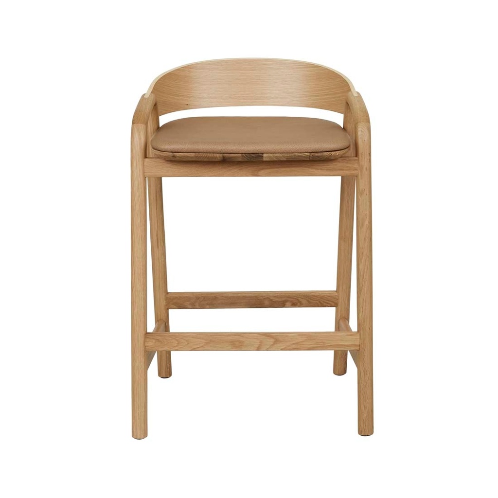 [TOLV-INLAY-UPHOLSTERED-BARSTOOL-PECAN-LEATHER-LIGHT-OAK-BS-TOLV-INLAY-UPH-X-LIGHT-OAK] Tolv Inlay Upholstered Barstool - Pecan Leather - Light Oak
