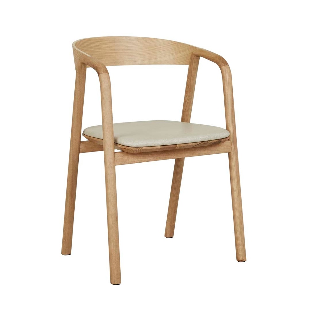 [TOLV-INLAY-UPHOLSTERED-DINING-ARMCHAIR-LIMESTONE-LEATHER-LIGHT-OAK-CH-TOLV-INLAY-ARM-UPH-LIGHT-OAK] Tolv Inlay Upholstered Dining Armchair - Limestone Leather - Light Oak