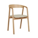 Tolv Inlay Upholstered Dining Armchair - Limestone Leather - Light Oak