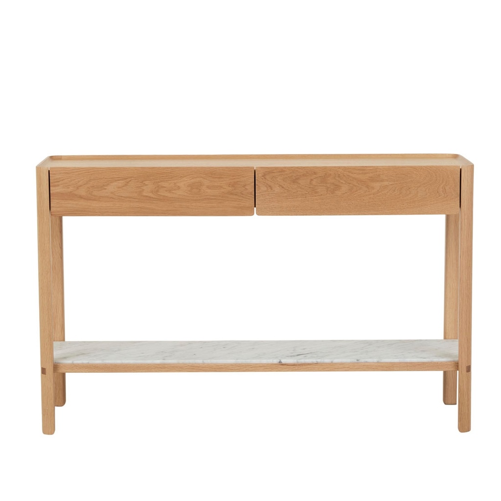 [TOLV-NELL-MARBLE-CONSOLE-LIGHT-OAK-WHITE-MARBLE-CONS-SKE-NELL-MAR-X-WHITE-MARBLE] Tolv Nell Marble Console - Light Oak - White Marble