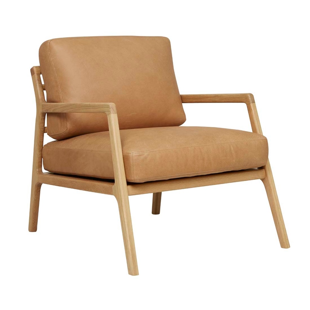 [TOLV-NYSSE-OCCASIONAL-CHAIR-CAMEL-LEATHER-LIGHT-OAK-CH-SKE-NYS-OCC-LIGHT-OAK] Tolv Nysse Occasional Chair - Camel Leather - Light Oak