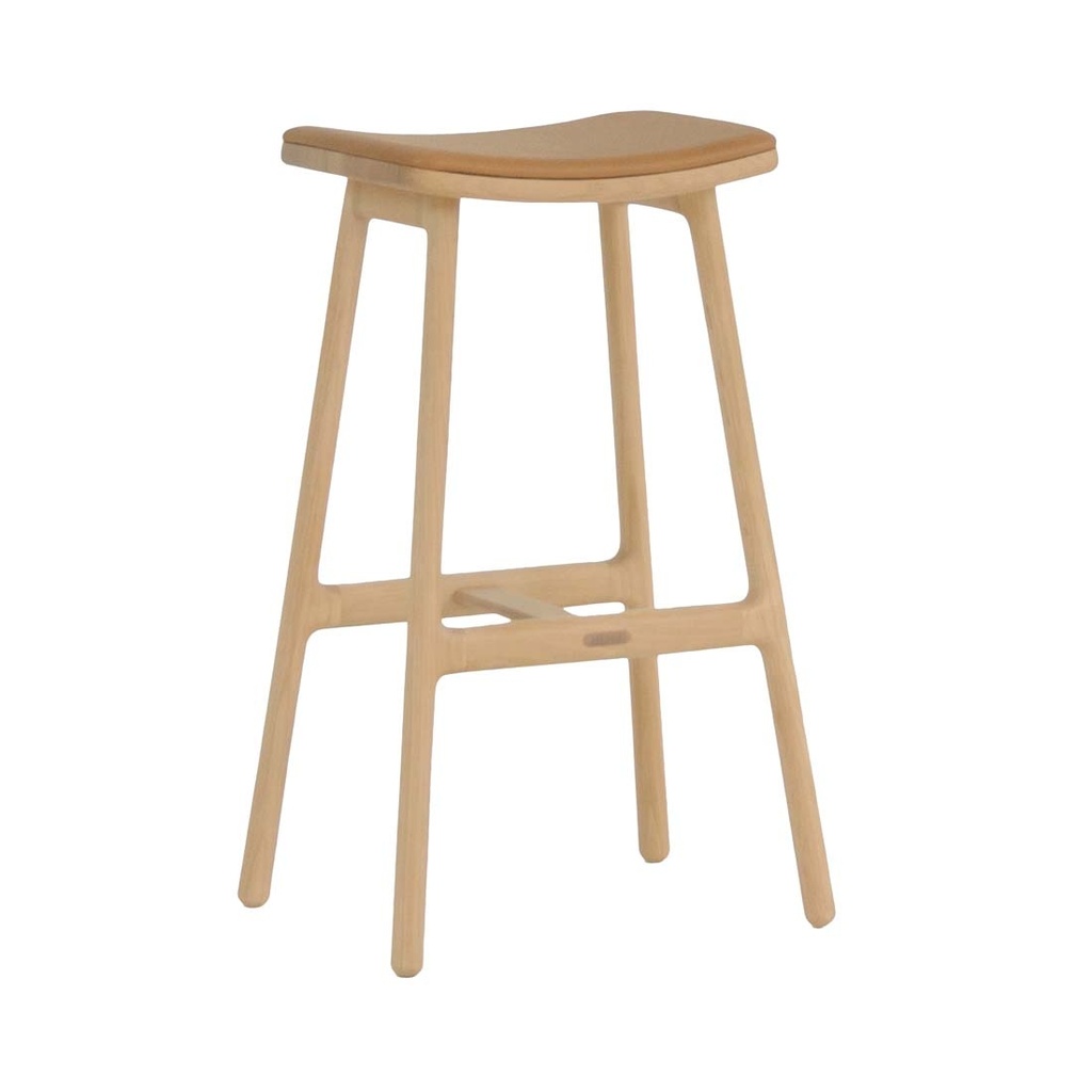 [TOLV-ODD-UPHOLSTERED-BARSTOOL-CAMEL-LEATHER-LIGHT-OAK-BS-SKE-ODD-UPH-X-LIGHT-OAK] Tolv Odd Upholstered Barstool - Camel Leather - Light Oak