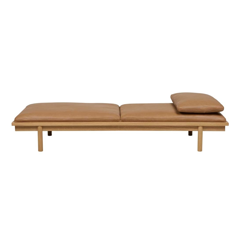 [TOLV-PENSIVE-DAY-BED-CAMEL-LEATHER-LIGHT-OAK-DB-TOLV-PEN-LIGHT-OAK] Tolv Pensive Daybed - Camel Leather - Light Oak