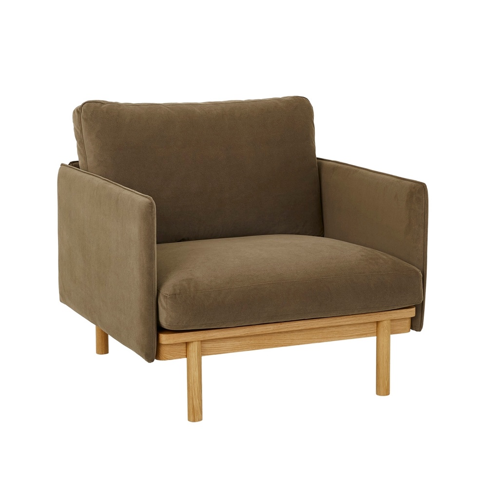 [TOLV-PENSIVE-SOFA-CHAIR-OLIVE-NANO-SUEDE-LIGHT-OAK-SOF-TOLV-PEN1S-LIGHT-OAK] Tolv Pensive Sofa Chair - Olive Nano-Suede - Light Oak