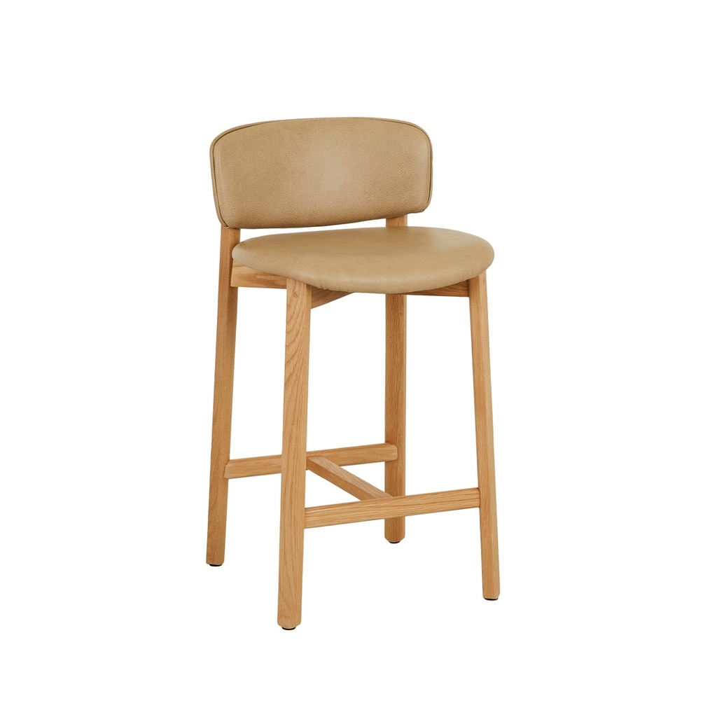 [TOLV-PINTA-UPHOLSTERED-BARSTOOL-ARENA-LEATHER-LIGHT-OAK-BS-SKE-PIN-UPH-X-LIGHT-OAK] Tolv Pinta Upholstered Barstool - Arena Leather - Light Oak