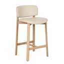 Tolv Pinta Upholstered Barstool - Limestone Leather - Light Oak