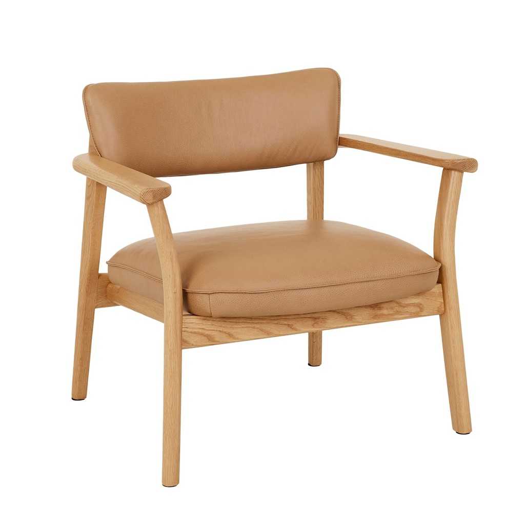 [TOLV-POISE-OCCASIONAL-CHAIR-PECAN-LEATHER-LIGHT-OAK-CH-SKE-POI-ARM-OCC2-LIGHT-OAK] Tolv Poise Occasional Chair - Pecan Leather - Light Oak
