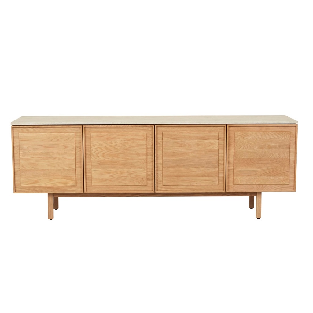[YORKE-MARBLE-BUFFET-LIGHT-OAK-NATURAL-TRAVERTINE-BUF-SKE-YORKE-MAR-NATURAL-TRAVERTINE] Tolv Yorke Marble Buffet - Light Oak - Natural Travertine