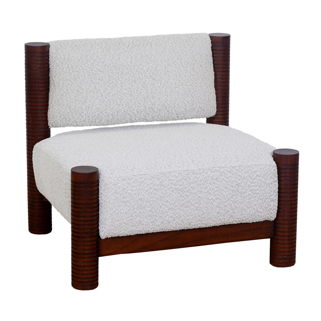[TROVE-RIDGED-OCCASIONAL-CHAIRS-IVORY-BOUCLE-CHESTNUT-CH-TROV-RIDG-OCC-CHESTNUT] Trove Ridged Occasional Chair - Ivory Boucle - Chestnut
