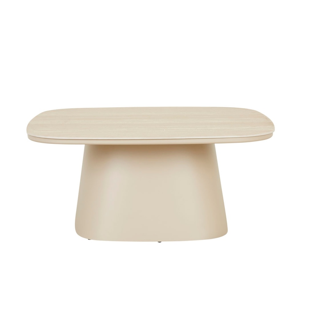 [VALENCIA-CURVE-COFFEE-TABLE-FAUX-TRAVERTINE-BEIGE-CT-VALE-CRV-BEIGE] Valencia Curve Coffee Table - Faux Travertine - Beige