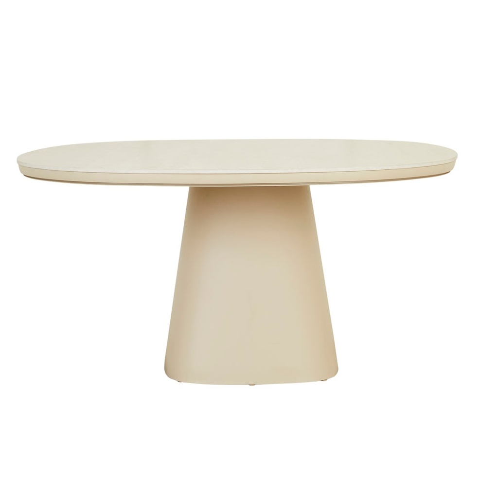 [VALENCIA-CURVE-DINING-TABLE-FAUX-WHITE-TRAVERTINE-BEIGE-DT-VALE-CRV-X-BEIGE] Valencia Curve Dining Table - Faux White Travertine - Beige