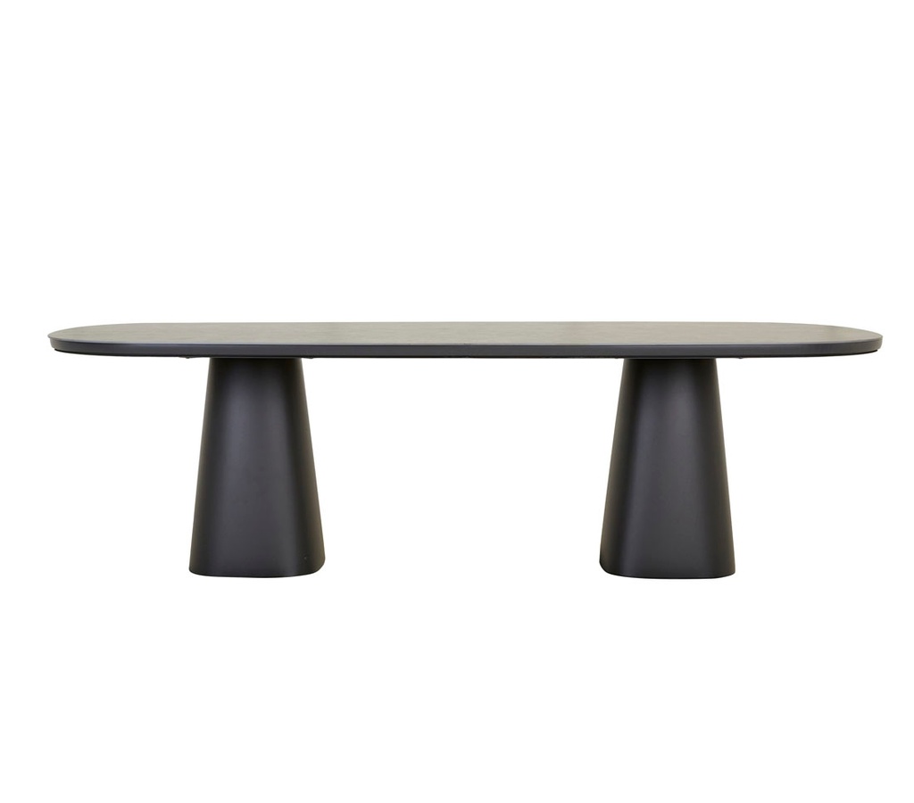[VALENCIA-DINING-TABLE-CHARCOAL-STONE-BLACK-DT-VALE-X-BLACK] Valencia Dining Table - Charcoal Stone - Black