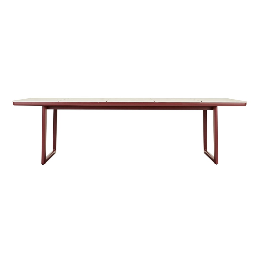 [VALENCIA-FRAME-DINING-TABLE-FAUX-WHITE-TRAVERTINE-SUNBAKED-CLAY-DT-VALE-FRM-X-SUNBAKED-CLAY] Valencia Frame Dining Table - Faux White Travertine - Sunbaked Clay