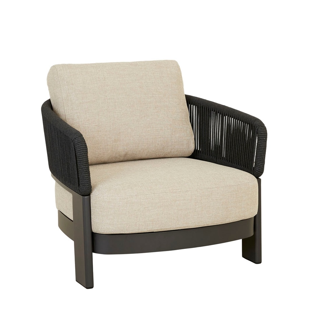 [VALENCIA-ROPE-1-SEATER-SOFA-NATURAL-CARBON-GREY-SOF-VALE-ROPE-1S-CARBON-GREY] Valencia Rope Sofa Chair - Natural - Carbon Grey