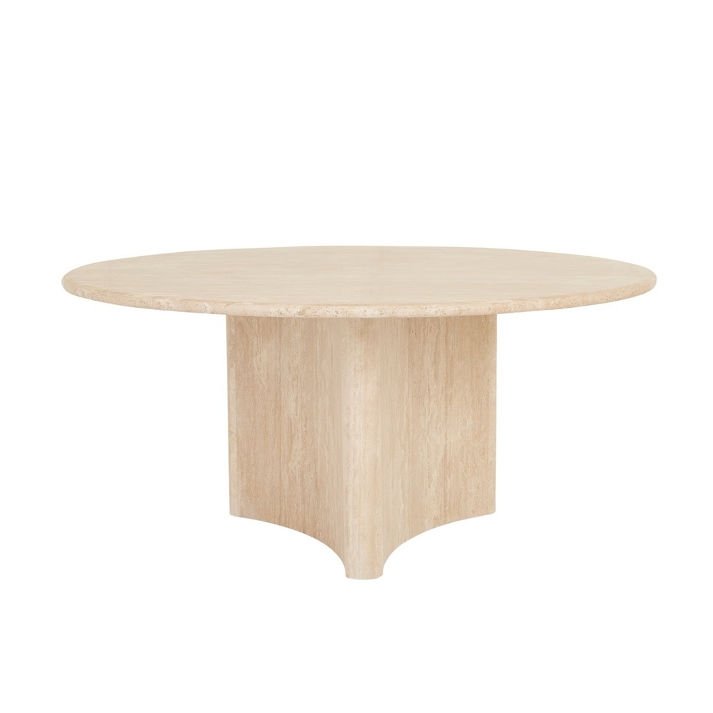 Verity Round Dining Table - Natural Travertine