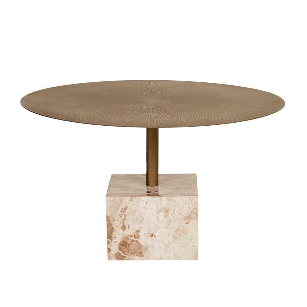 [VERONA-PILLAR-COFFEE-TABLE-LATTE-ANTIQUE-BRASS-CTO-VERO-PIL-ANTIQUE-BRASS] Verona Pillar Coffee Table - Latte - Antique Brass