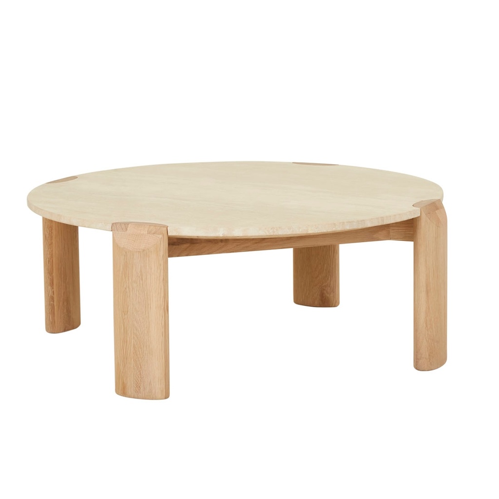 [WILLA-MARBLE-COFFEE-TABLE-NATURAL-TRAVERTINE-LIGHT-OAK-CTO-WILLA-MAR-LIGHT-OAK] Willa Marble Coffee Table - Natural Travertine - Light Oak