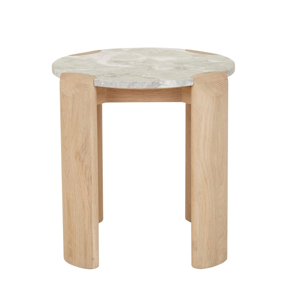 [WILLA-MARBLE-SIDE-TABLE-GREY-MARBLE-LIGHT-OAK-LTO-WILLA-MAR-LIGHT-OAK] Willa Marble Side Table - Grey Marble - Light Oak