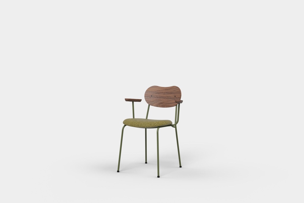 [284195_42361_0] Kai Chair With Arms Upholstered Seat and Veneer Back