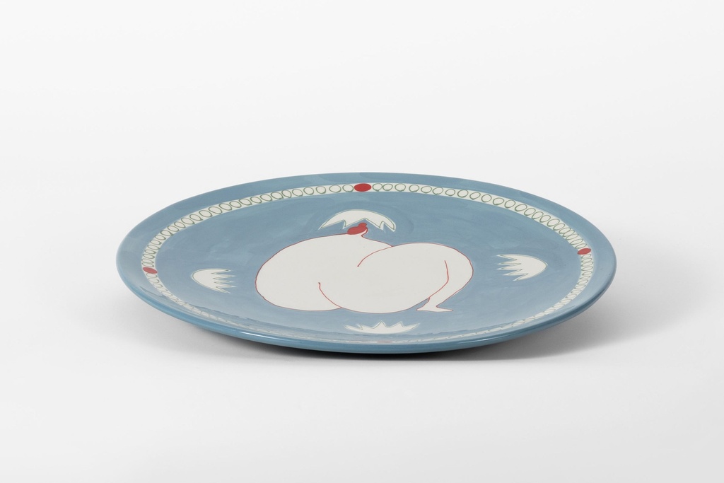 [LAE-WSP-COR] Woman Sitting Fruit Platter Cornflower