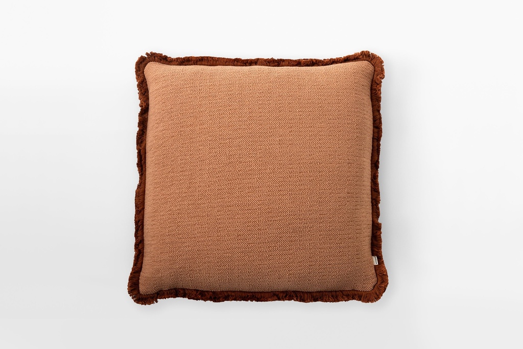 [PAN-62-GUA] Panama Square Cushion Guava & Rust Fringe