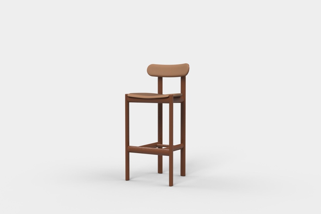Rye Bar Stool High With Backrest Upholstered Seat and Back