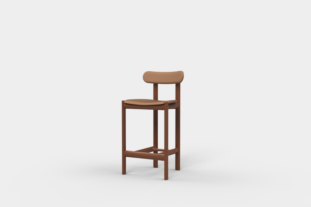 Rye Bar Stool Low With Backrest Upholstered Seat and Back