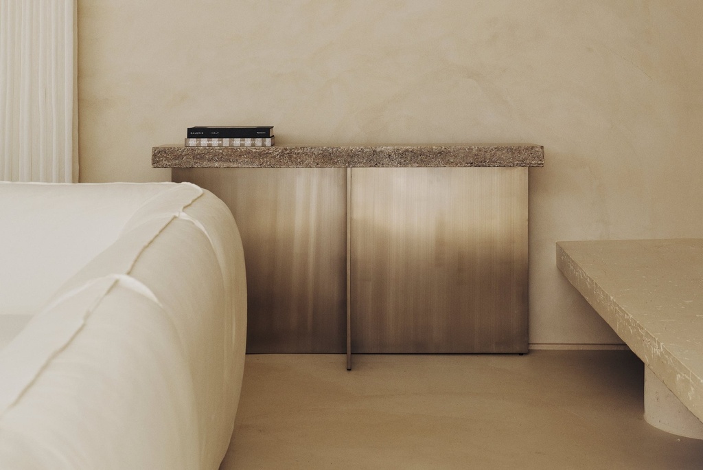 [1232M-1-49-09] Zaha Travertine Console