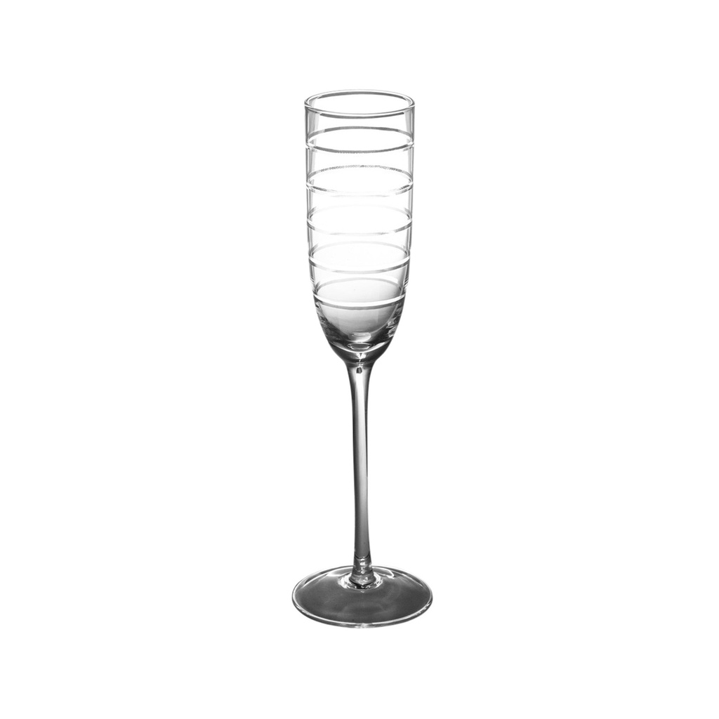 [E117] Abella Etched Champagne Flute Set 4
