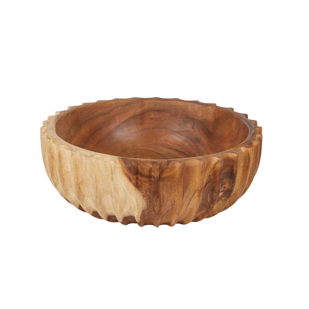 [ACADIA-RIPPLE-BOWL-SMALL-NATURAL-TEAK-DEC-ARDI-RIPP-BOWL-SM] Acadia Ripple Bowl Small - Natural Teak