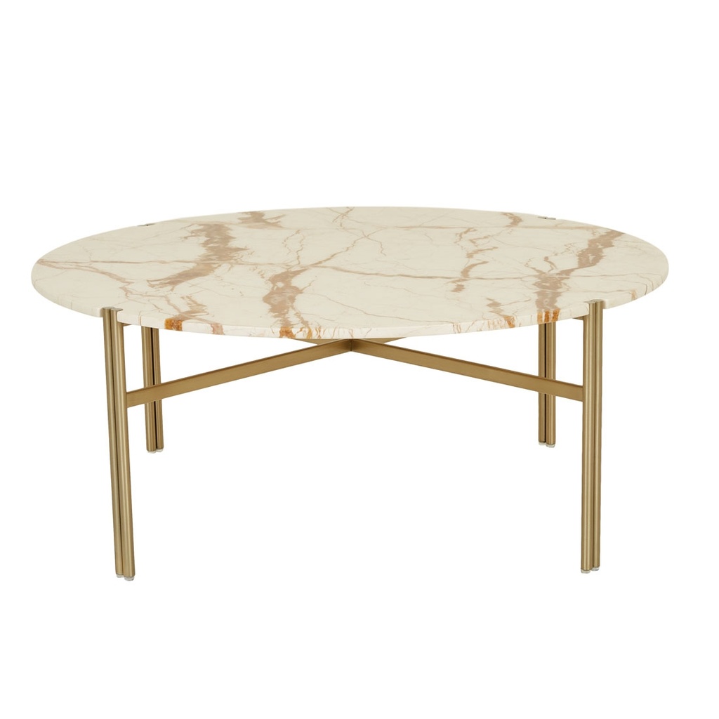 [CTO-ATLAS-TWIN-MATT-BROWN-VEIN-MARBLE-BRUSHED-GOLD] Atlas Twin Coffee Table - Matt Brown Vein Marble - Brushed Gold