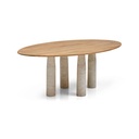 Bolo Dining Table Honey Oak with banswara marble