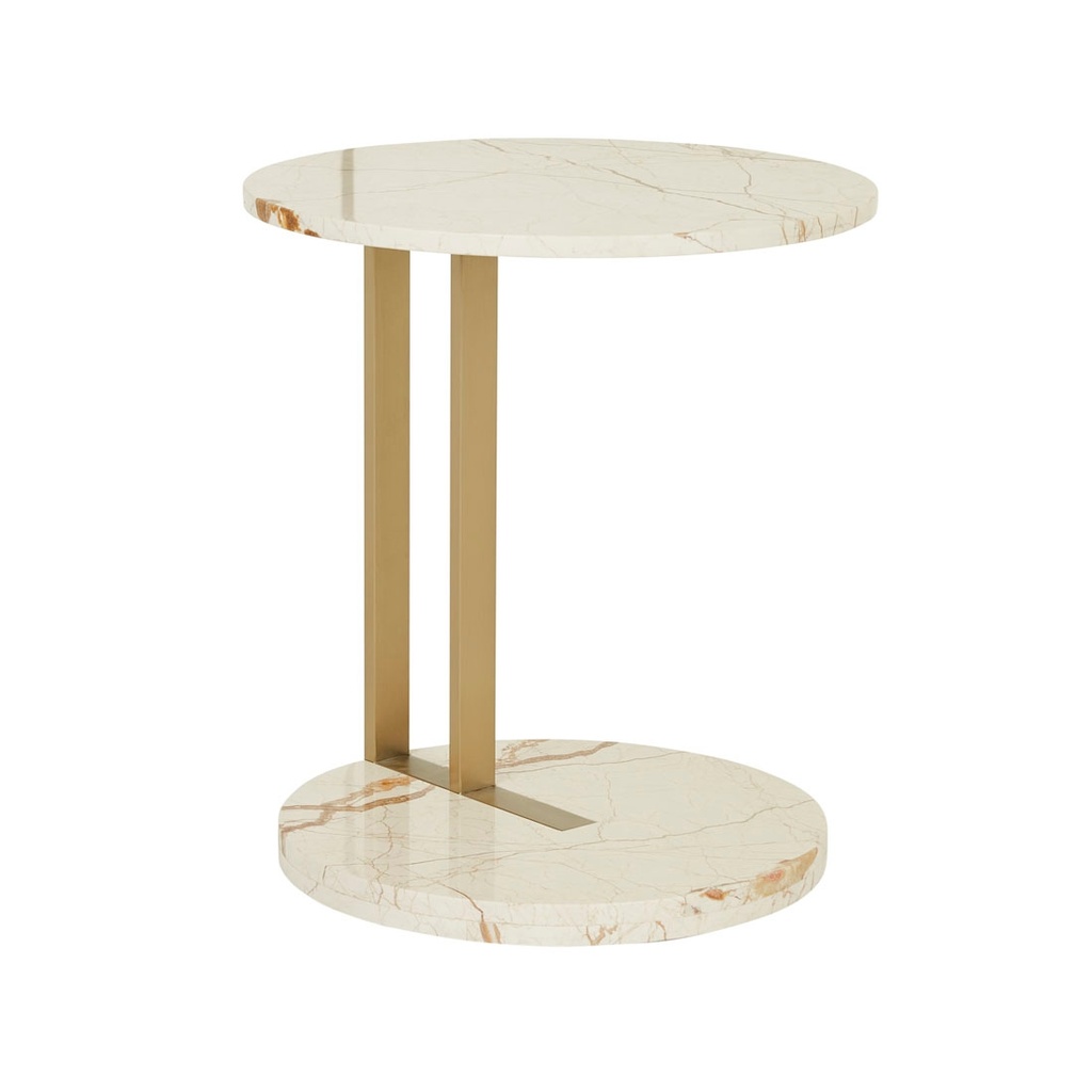 [AMARA-LINEAR-SIDE-TABLE-BROWN-VEIN-MARBLE-BRUSHED-GOLD-LTO-AMAR-LIN-BRUSHED-GOLD] Amara Linear Side Table - Brown Vein Marble - Brushed Gold