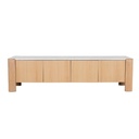 Will Marble Entertainment Unit - White Calacatta Marble - Satin Oak