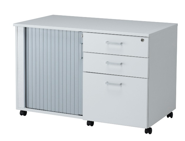 [mobile-caddy-with-tambour-filing-pedestal-drawers] Mobile Caddy with Tambour & Filing Pedestal Drawers