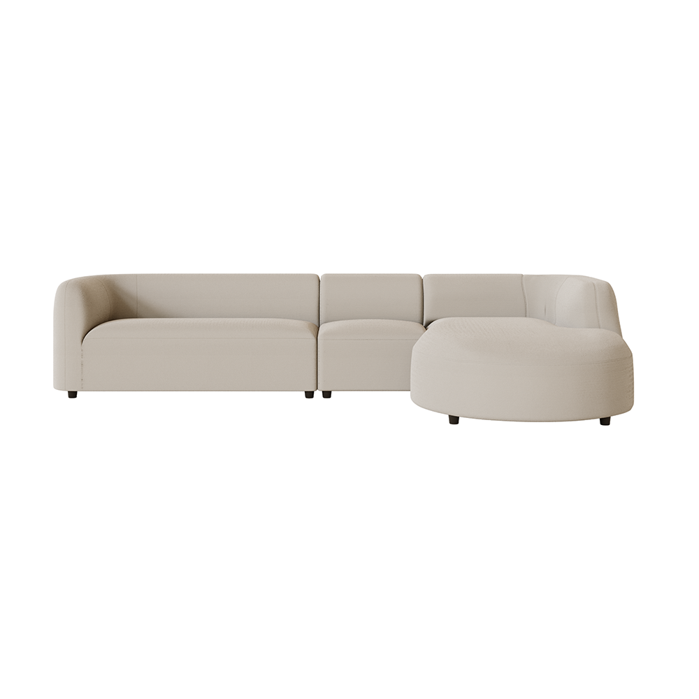 Aruba Curve 4-Seater Right Chaise with Arm - Misty Grey