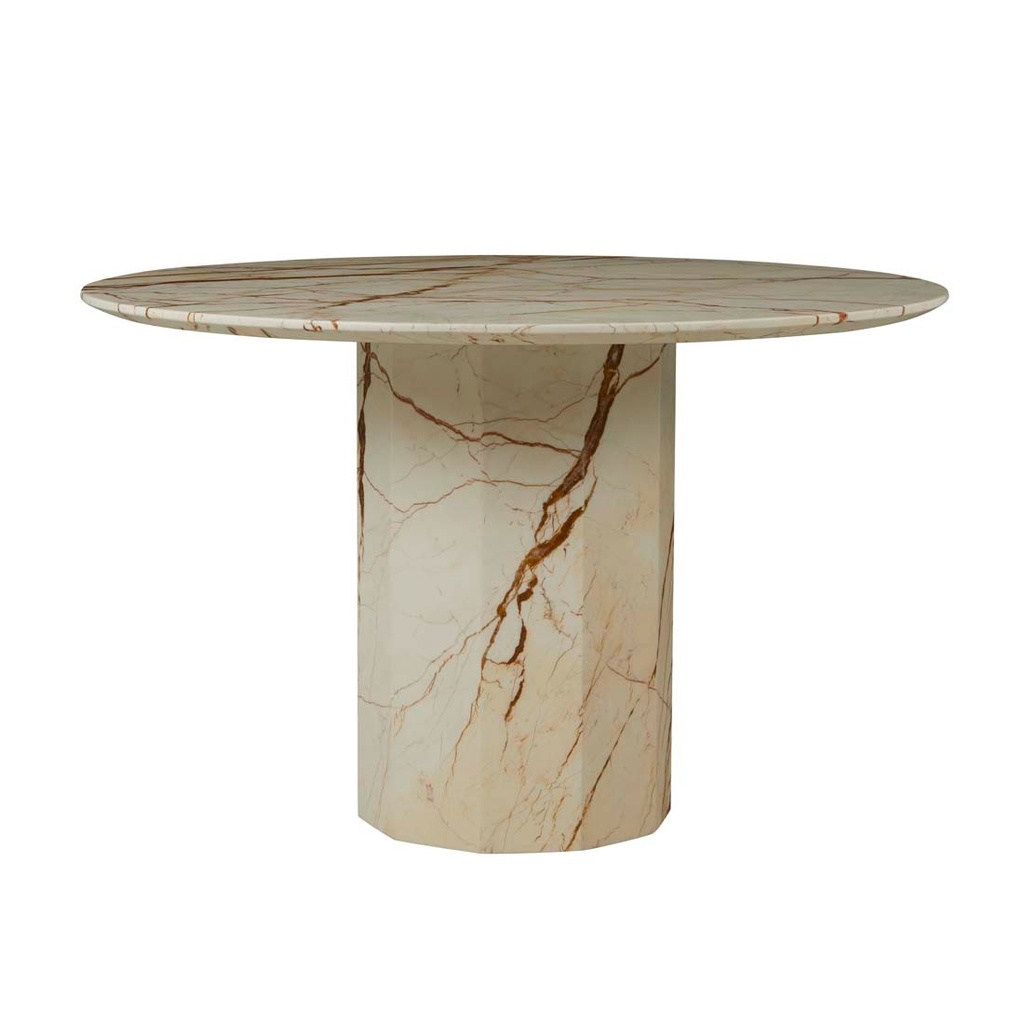 [ATLAS-DECAGON-DINING-TABLE-BROWN-VEIN-MARBLE-DT-ATLAS-DEC-X] Atlas Decagon Dining Table - Brown Vein Marble