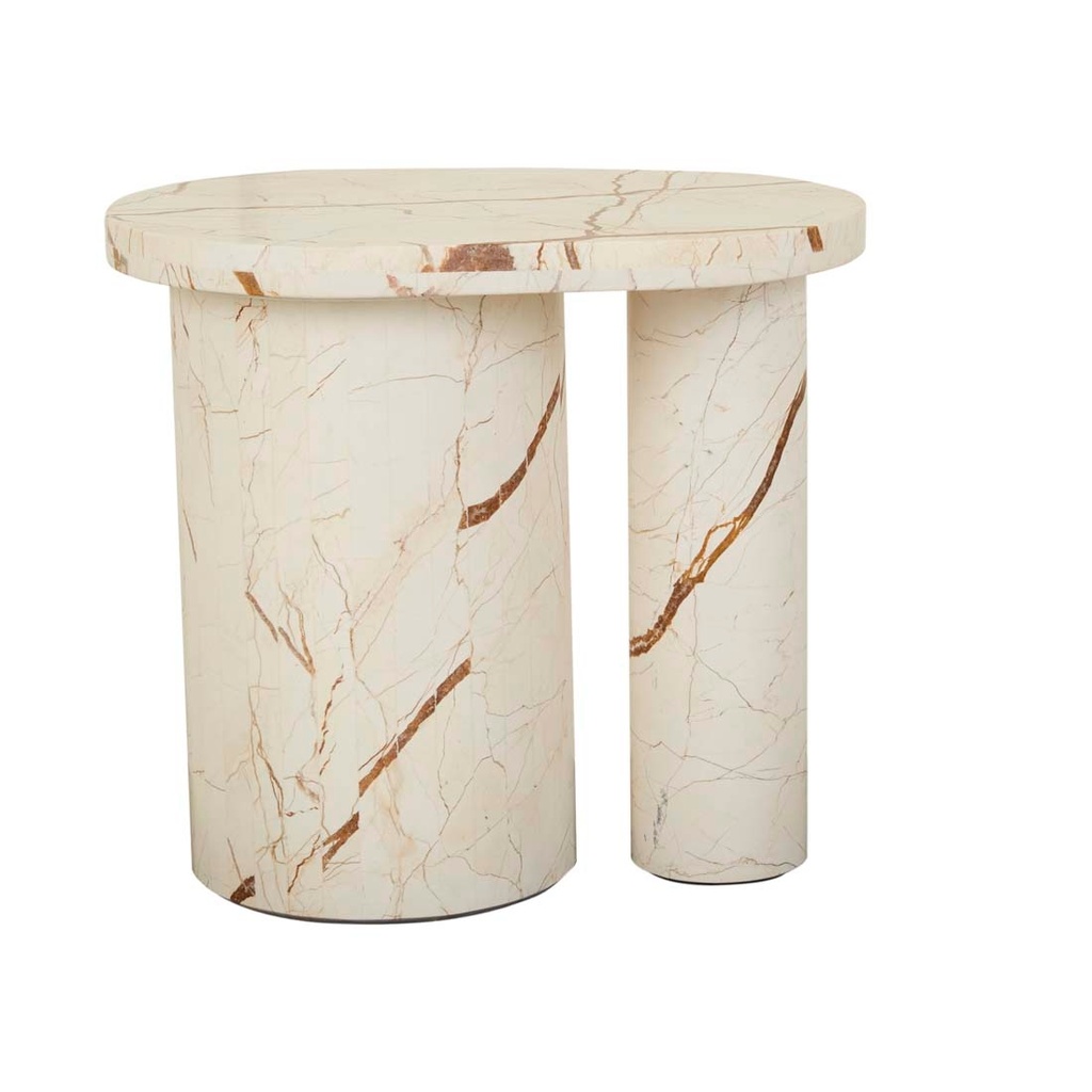 [ATLAS-PILLAR-SIDE-TABLE-MATT-BROWN-VEIN-MARBLE-LT-ATLAS-PIL] Atlas Pillar Side Table - Matt Brown Vein Marble