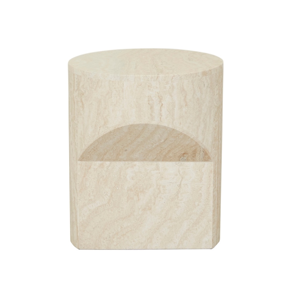 [ATLAS-PINNACLE-SIDE-TABLE-NATURAL-TRAVERTINE-LTO-ATLAS-PINN] Atlas Pinnacle Side Table - Natural Travertine