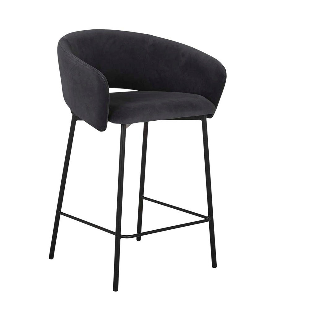[ASHER-BARSTOOL-ONYX-VELVET-BLACK-METAL-BS-ASHER-BLACK-METAL] Asher Barstool - Onyx Velvet - Black Metal
