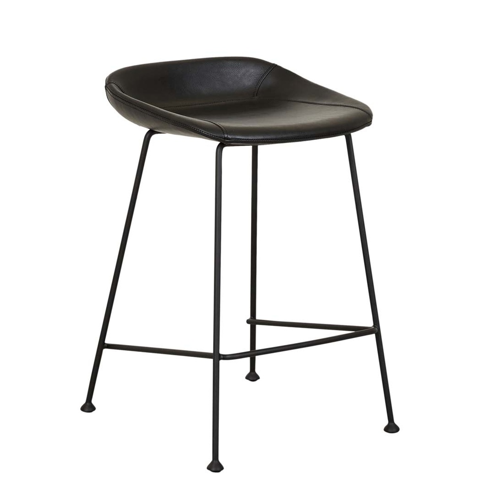 [TURNER-BARSTOOL-VINTAGE-MATT-BLACK-PU-BLACK-METAL-BS-TURN-X-BLACK-METAL] Turner Barstool - Vintage Matt Black PU - Black Metal