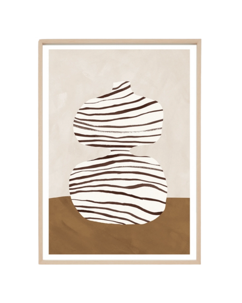 [MON-ABSCEN1G4] Abstract Ceramic Nutmeg 1 Print 86cm x 121cm - Light Timber Frame